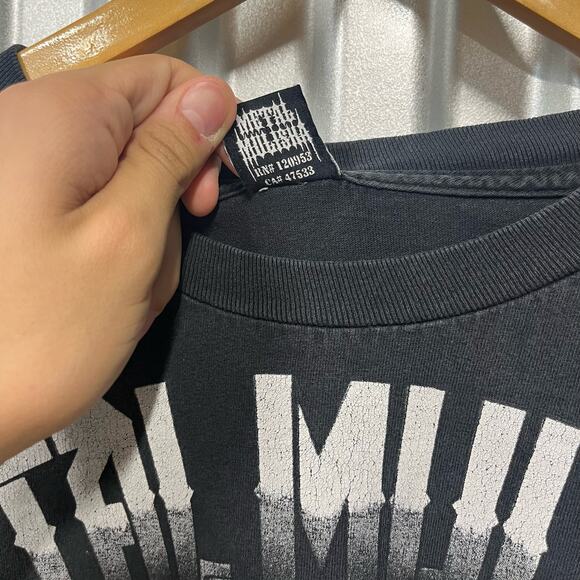 VTG Y2K Metal Militia Grunge Black Graphic T Shirt Affliction Style SZ XL - Picture 3 of 5